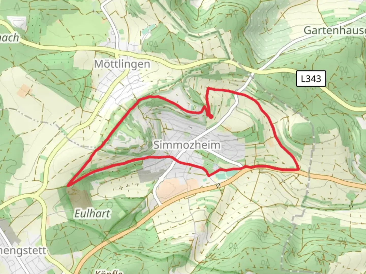 An image depicting the trail Veigelesweg and its surrounding area.