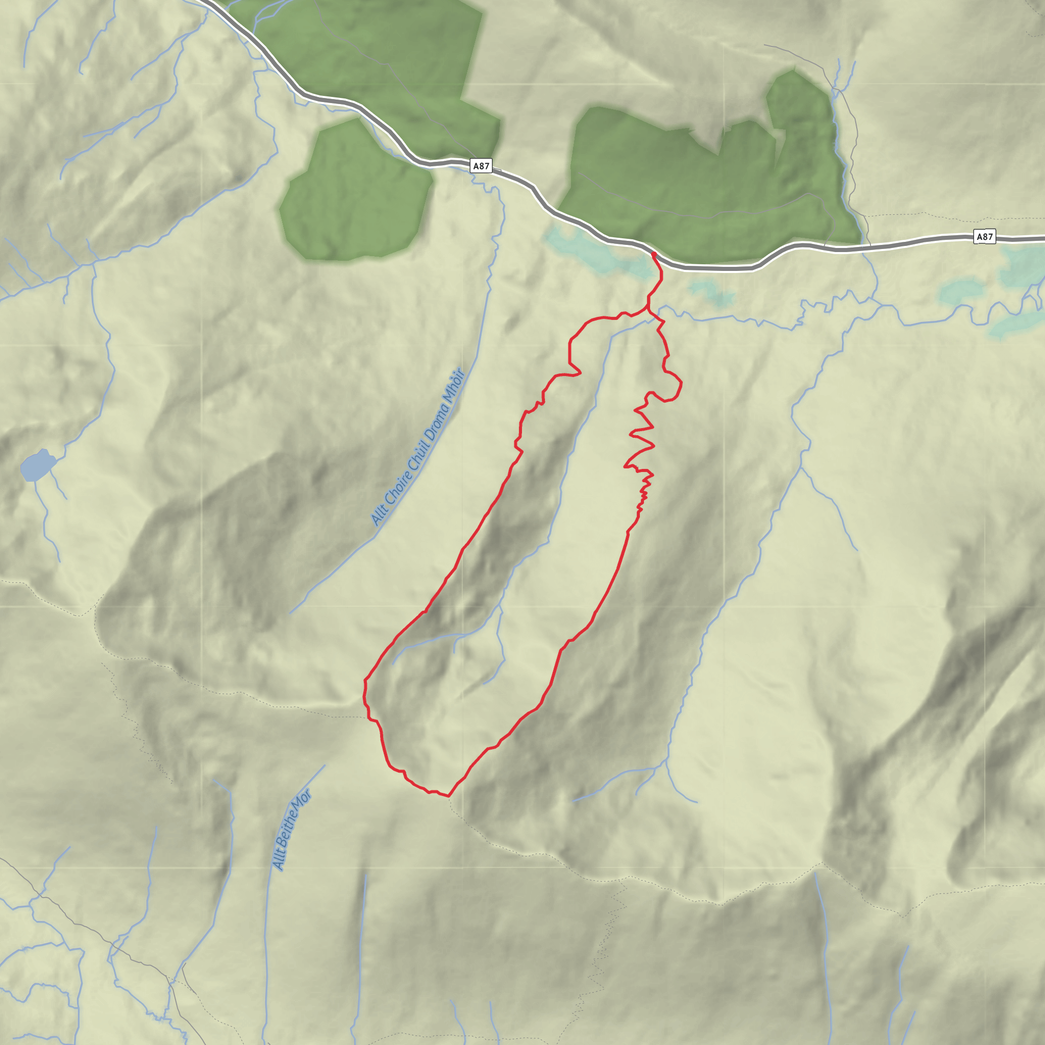 Sgurr Coire na Feinne and Maol Chinn dearg Loop mobile static map