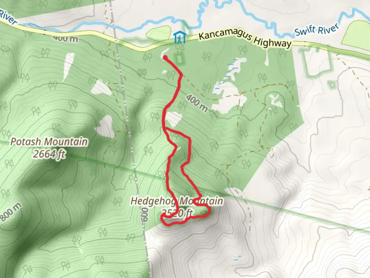 An image depicting the trail Hedgehog Mountain Loop and its surrounding area.