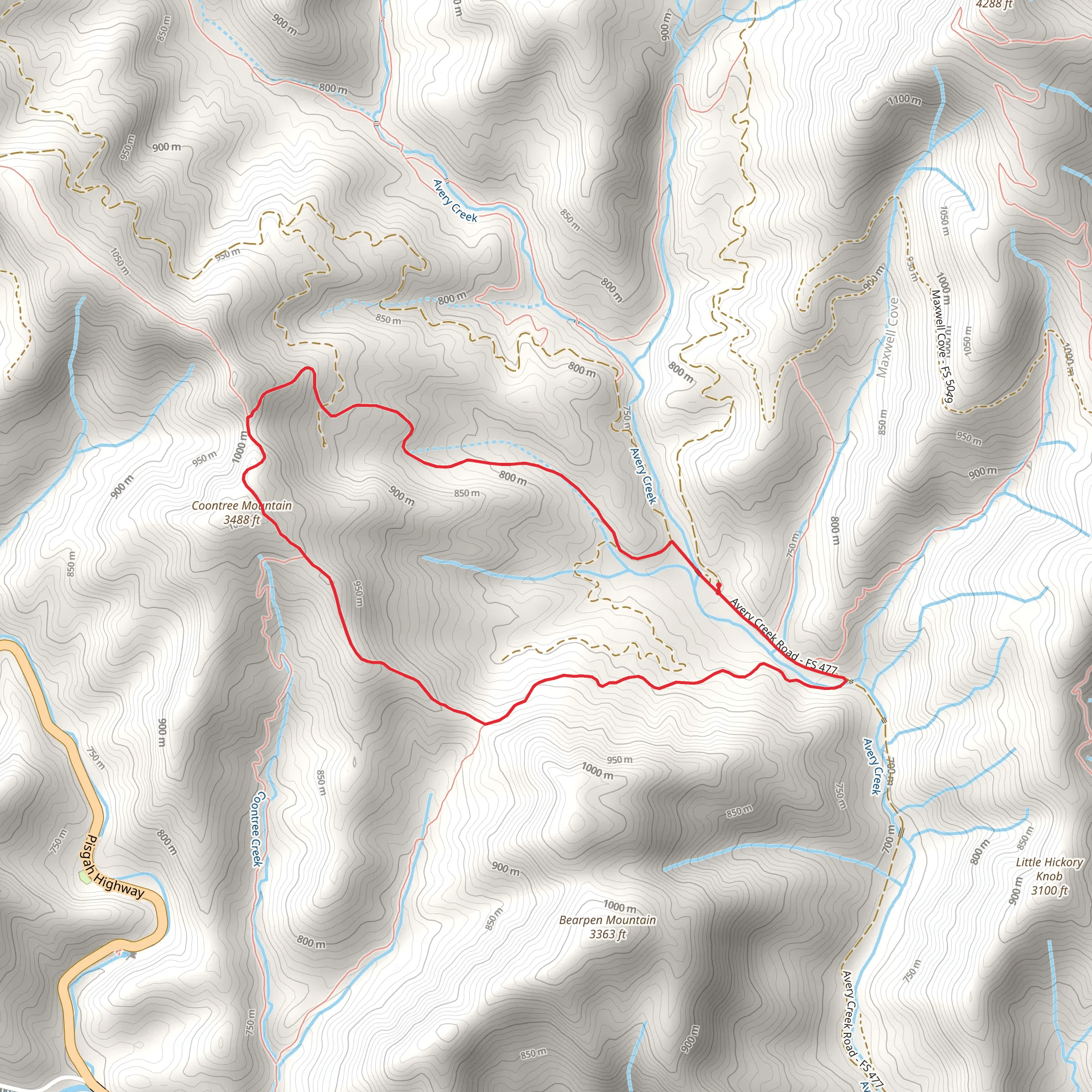 Perry Cove and Bennet Gap Loop mobile static map