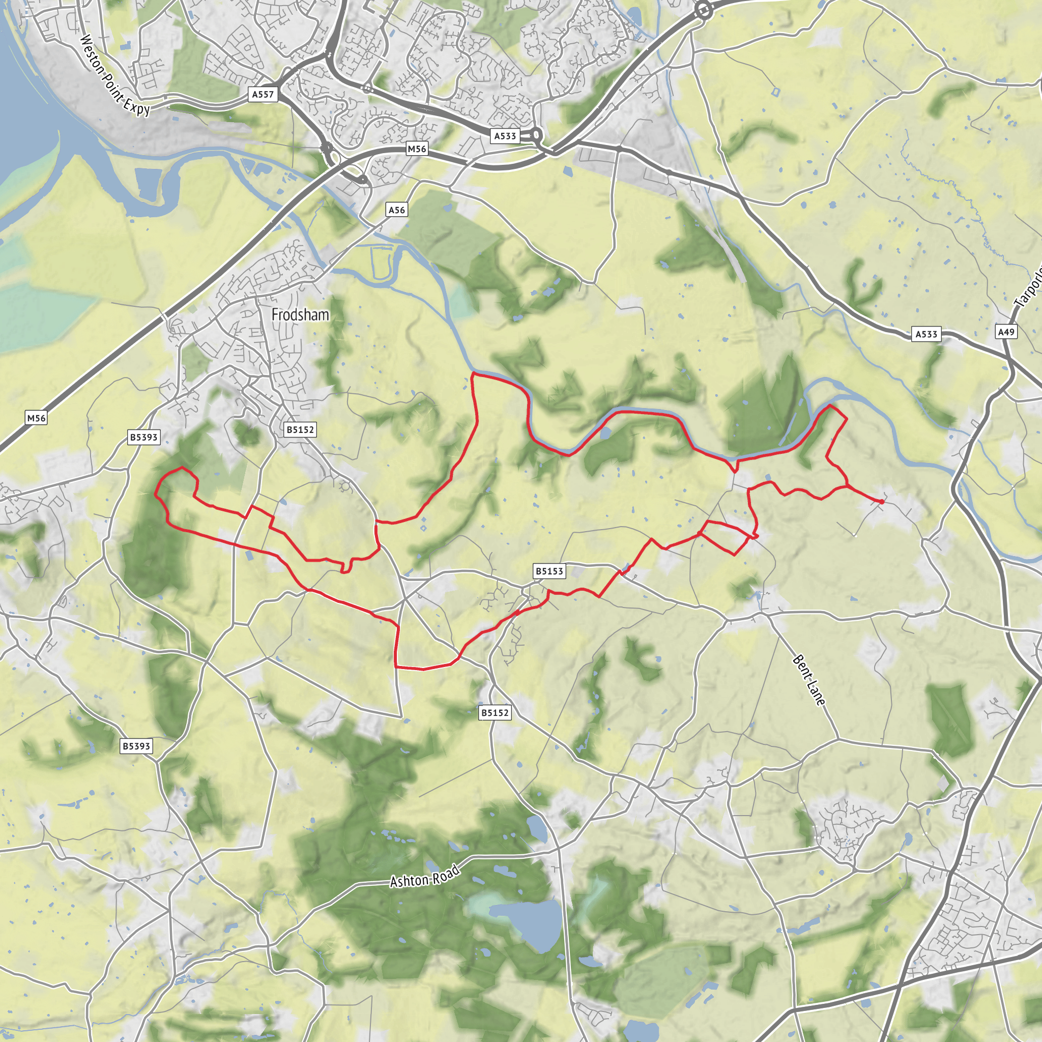 Acton Bridge - Woodhouse Hill and the River Weaver mobile static map