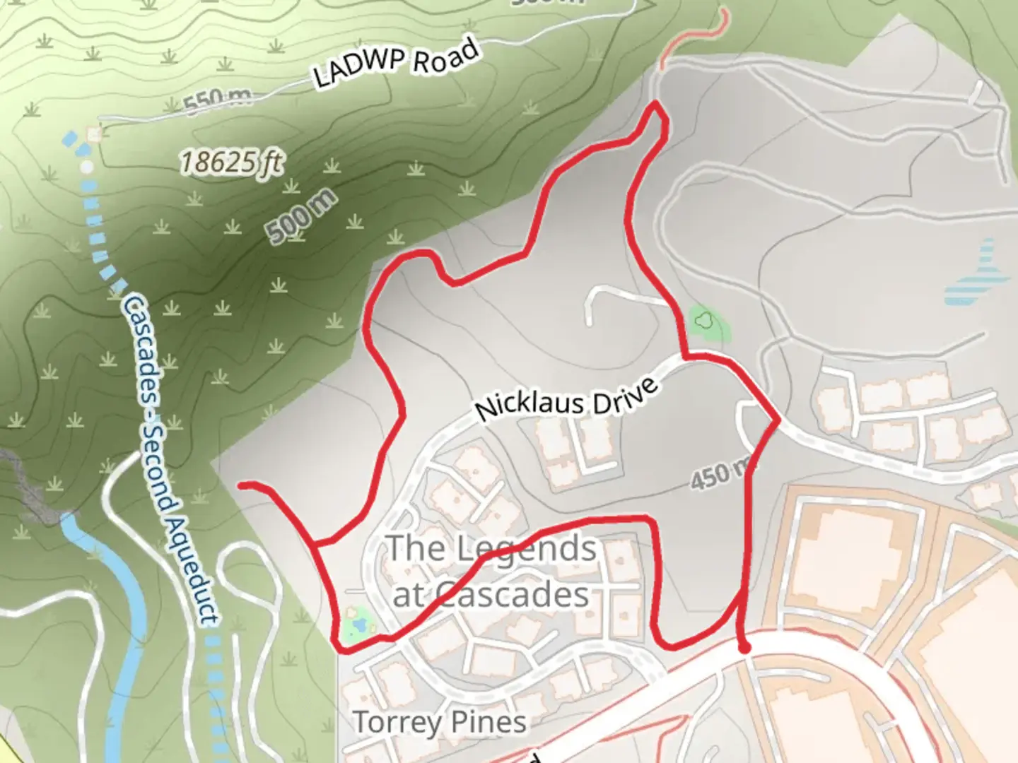 An image depicting the trail Nicklaus Drive Loop and its surrounding area.
