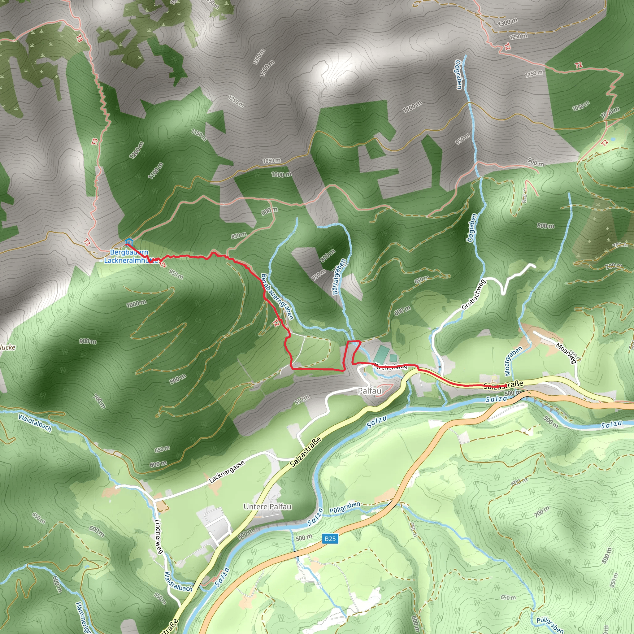 From Palfau to the Naturfreundehütte mobile static map