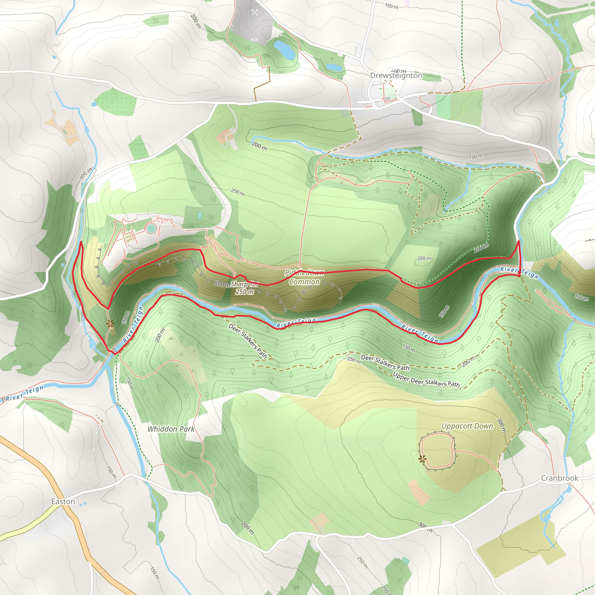 Castle Drogo and Sharp Tor from Fingle Bridge mobile static map