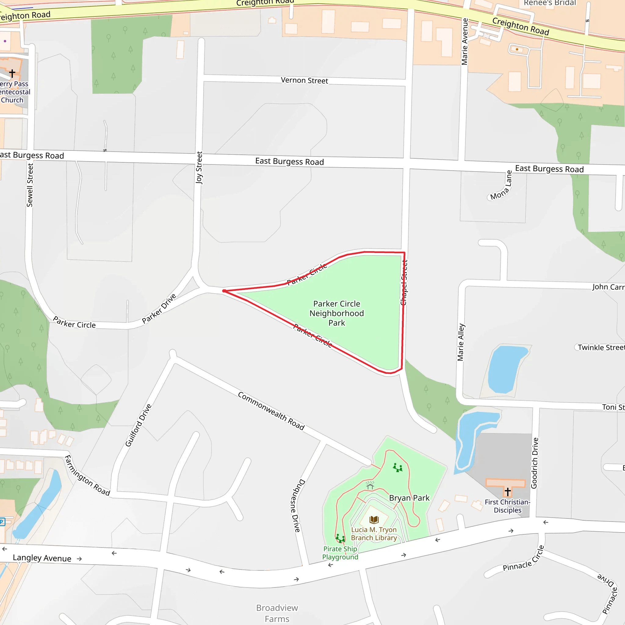 Parker Circle Neighborhood Park Loop mobile static map