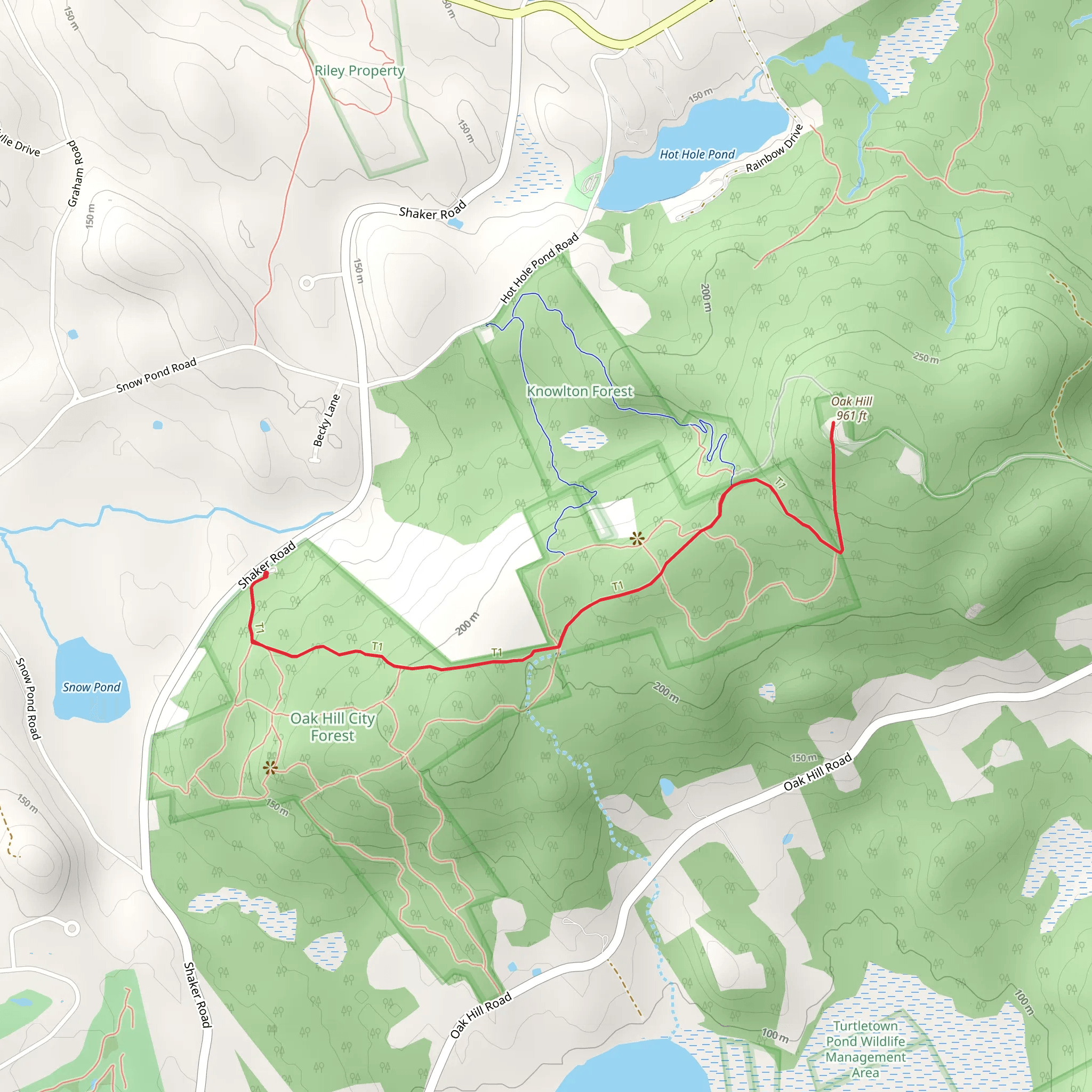 Oak Hill via Tower Trail mobile static map