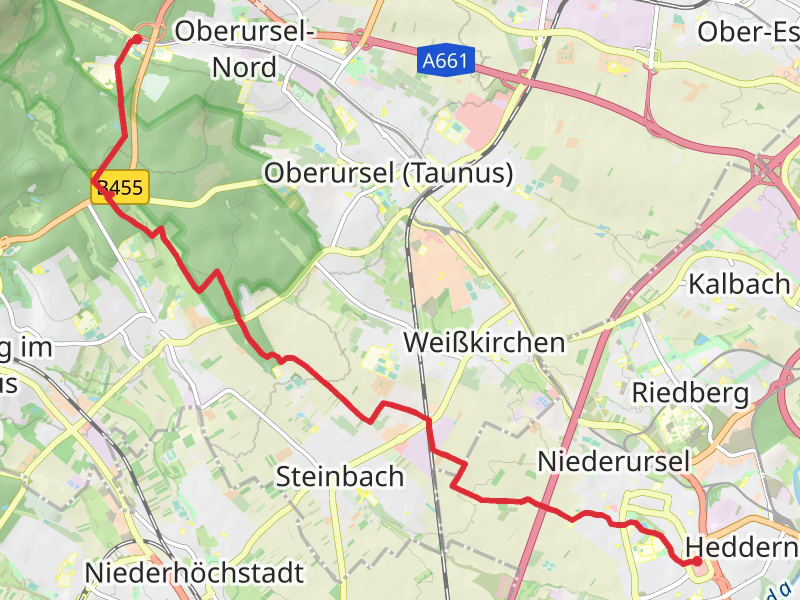 Nordwestzentrum to Hohemark via Taunusklub Route and Elisabethpfad