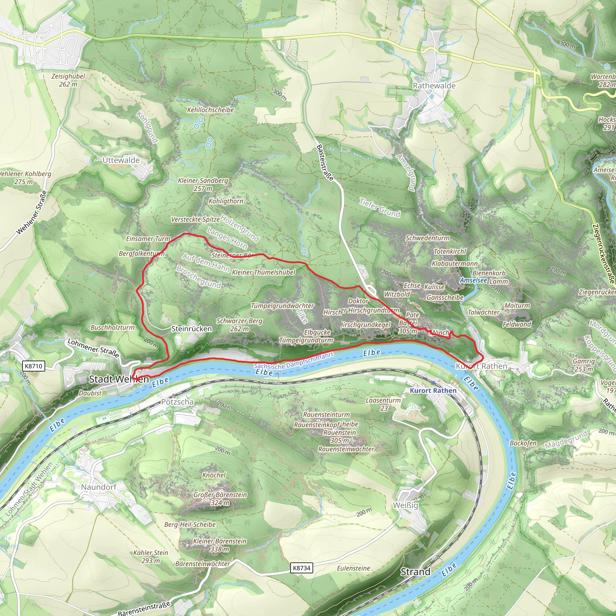 Basteirundweg and Elbpromenade Loop mobile static map