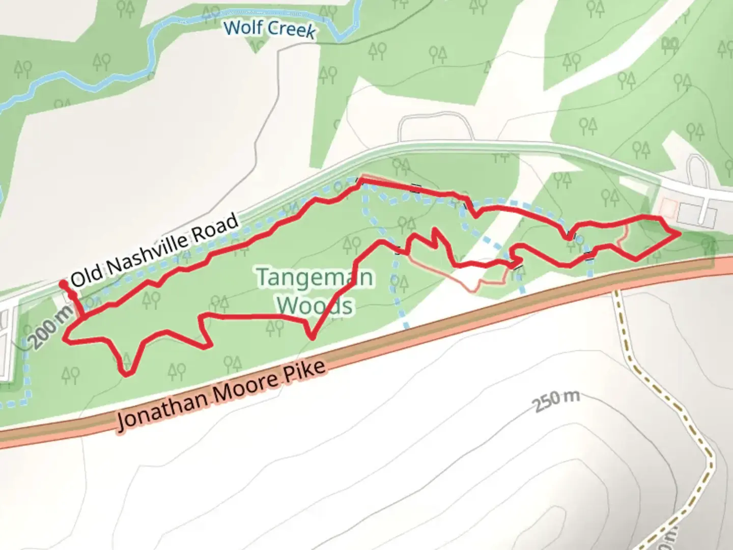 An image depicting the trail Old Nashville Road Loop and its surrounding area.