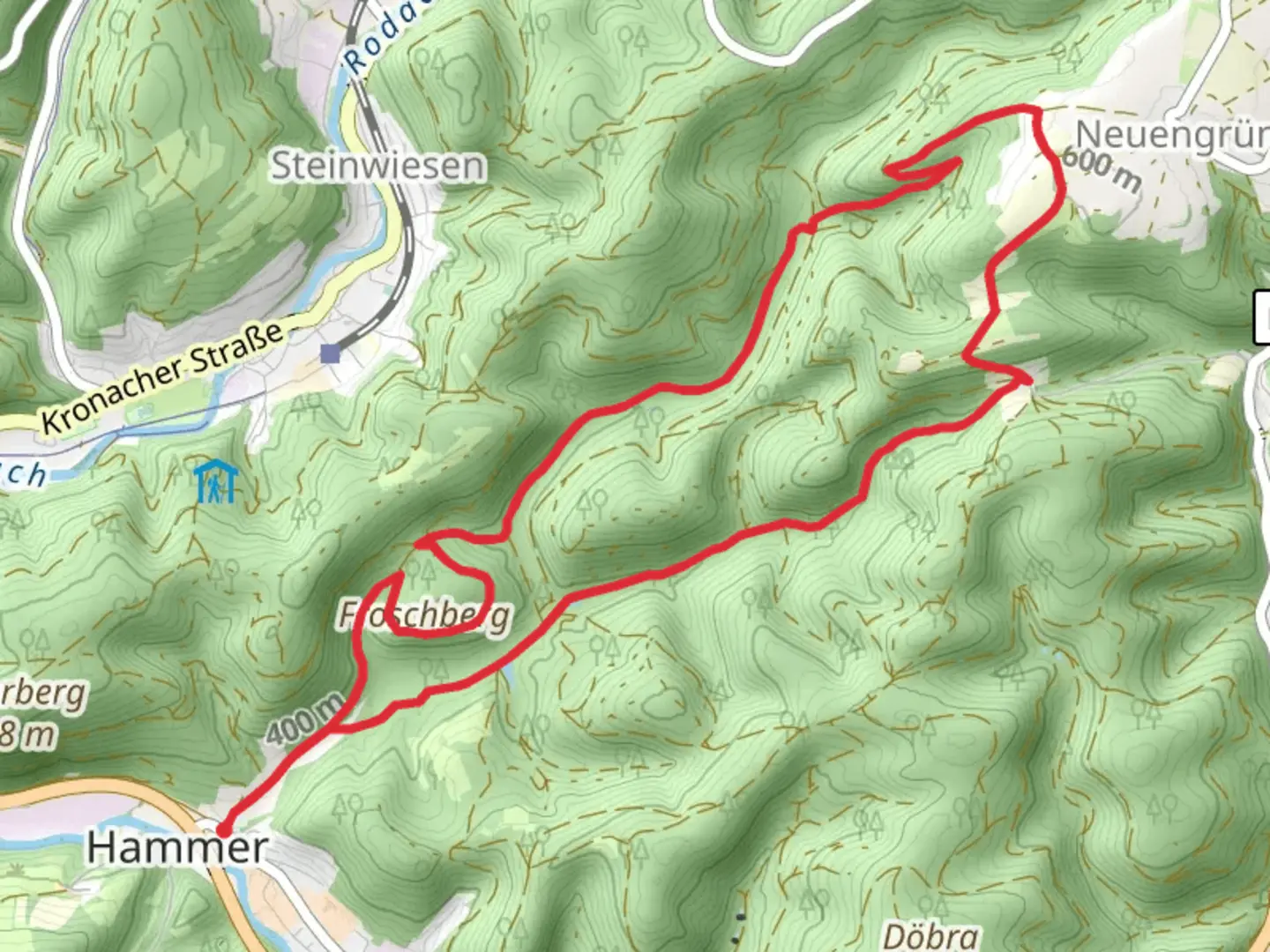 An image depicting the trail Leutnitztal Weg and its surrounding area.