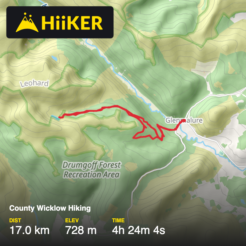 A map preview of the recording County Wicklow Hiking.