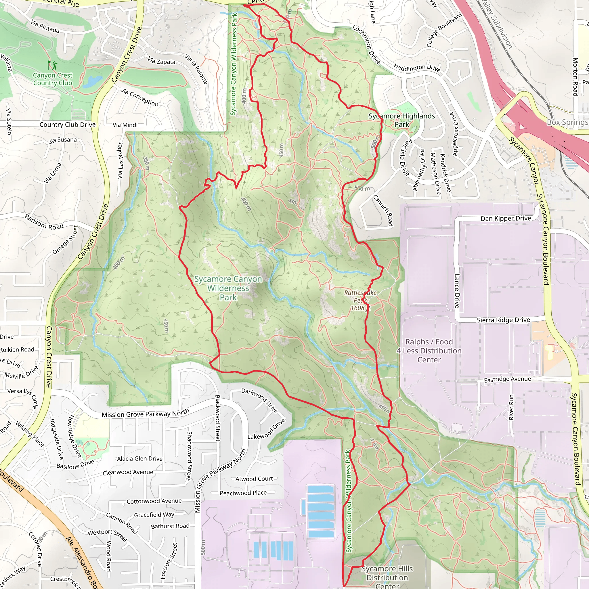 Rattlesnake Peak and Pepper Tree LoopLoop mobile static map
