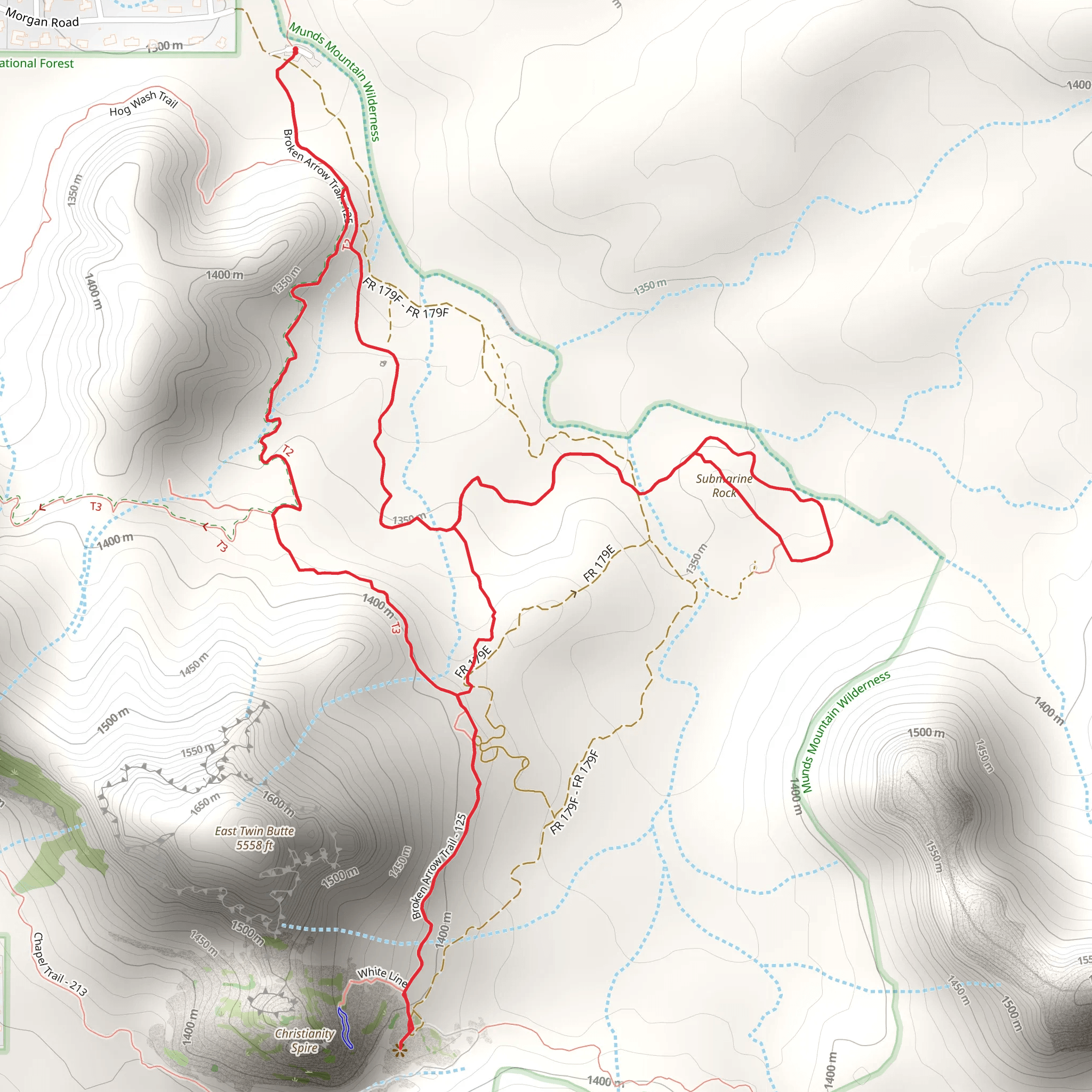 Twin Buttes, Broken Arrow and Submarine Rock Loop Trail mobile static map