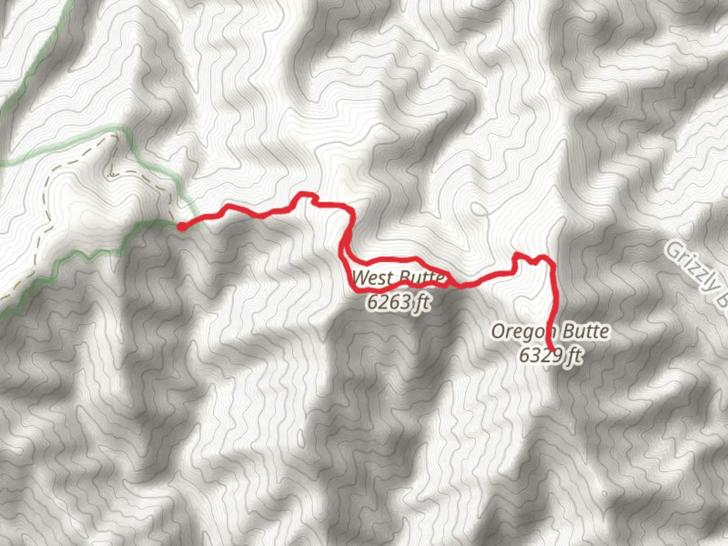 An image depicting the trail West Butte and Mount Misery Trail and its surrounding area.