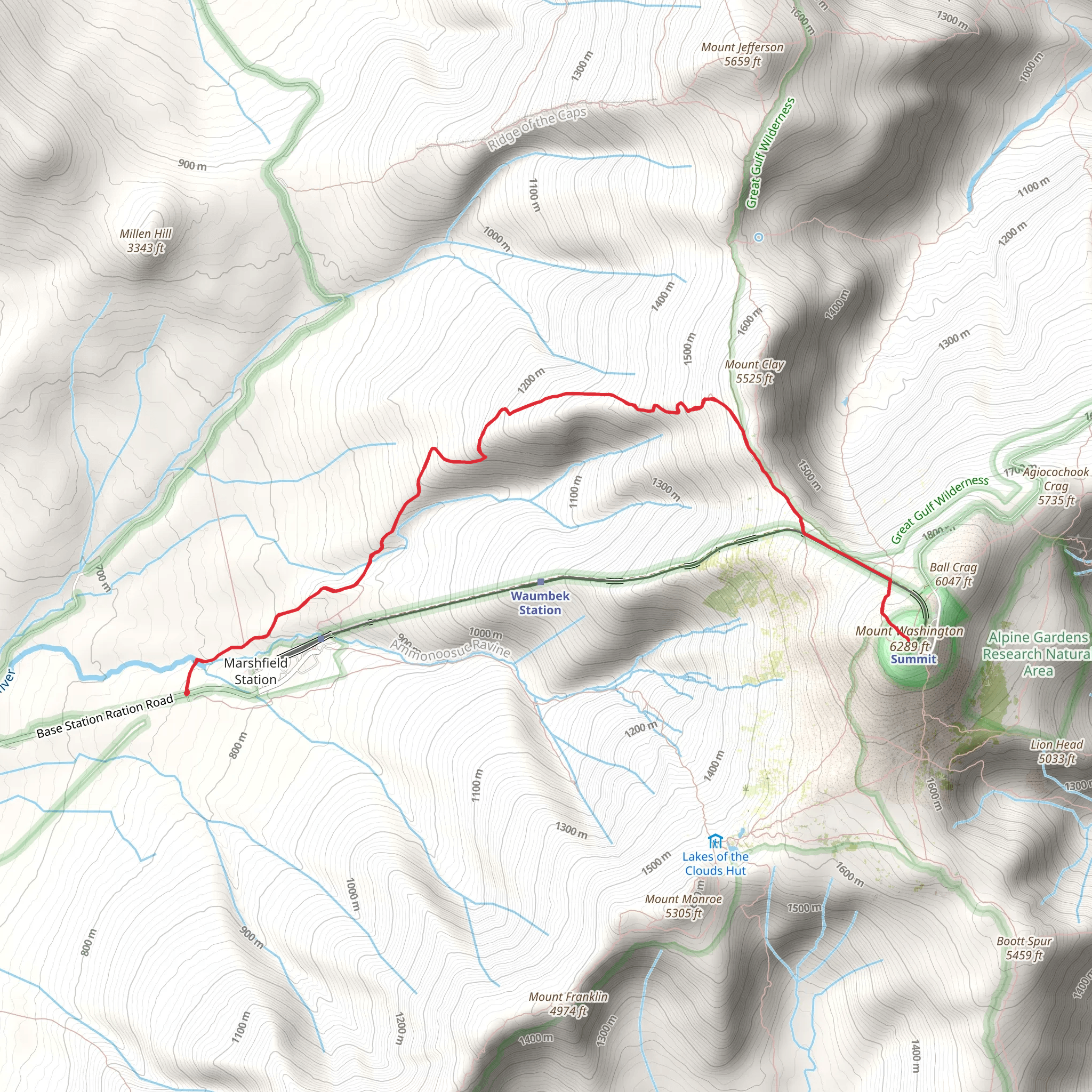 Marshfield Base Station to Summit Trail mobile static map