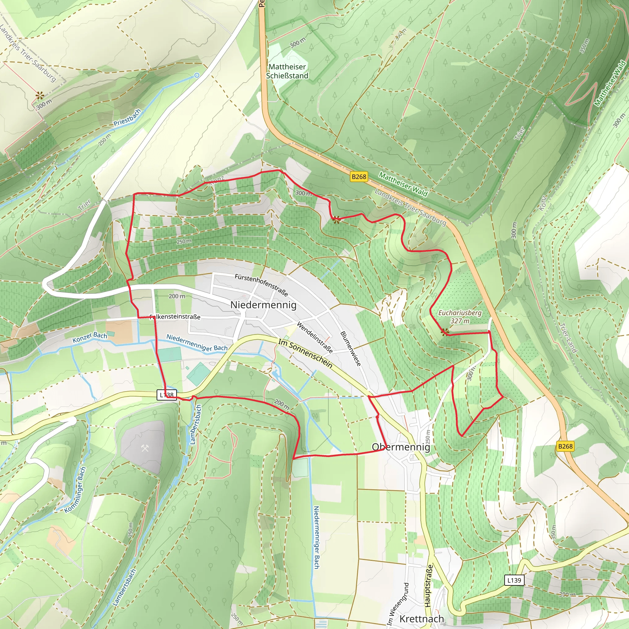 Niedermennig Loop via Euchariusberg mobile static map