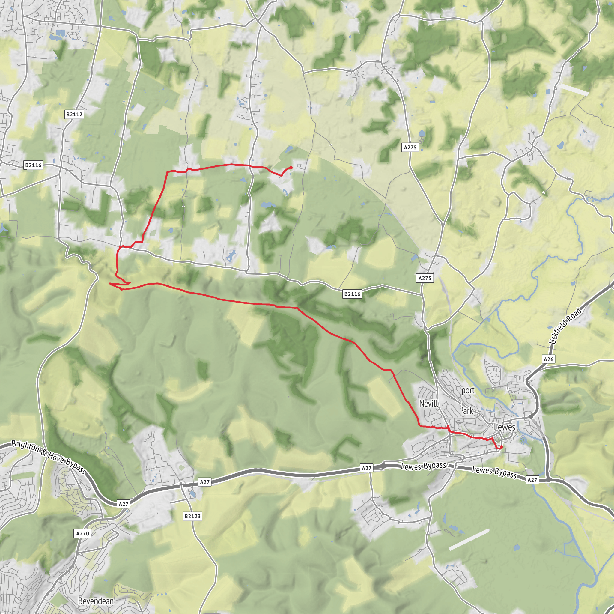 Jolly Sportsman to Lewes mobile static map