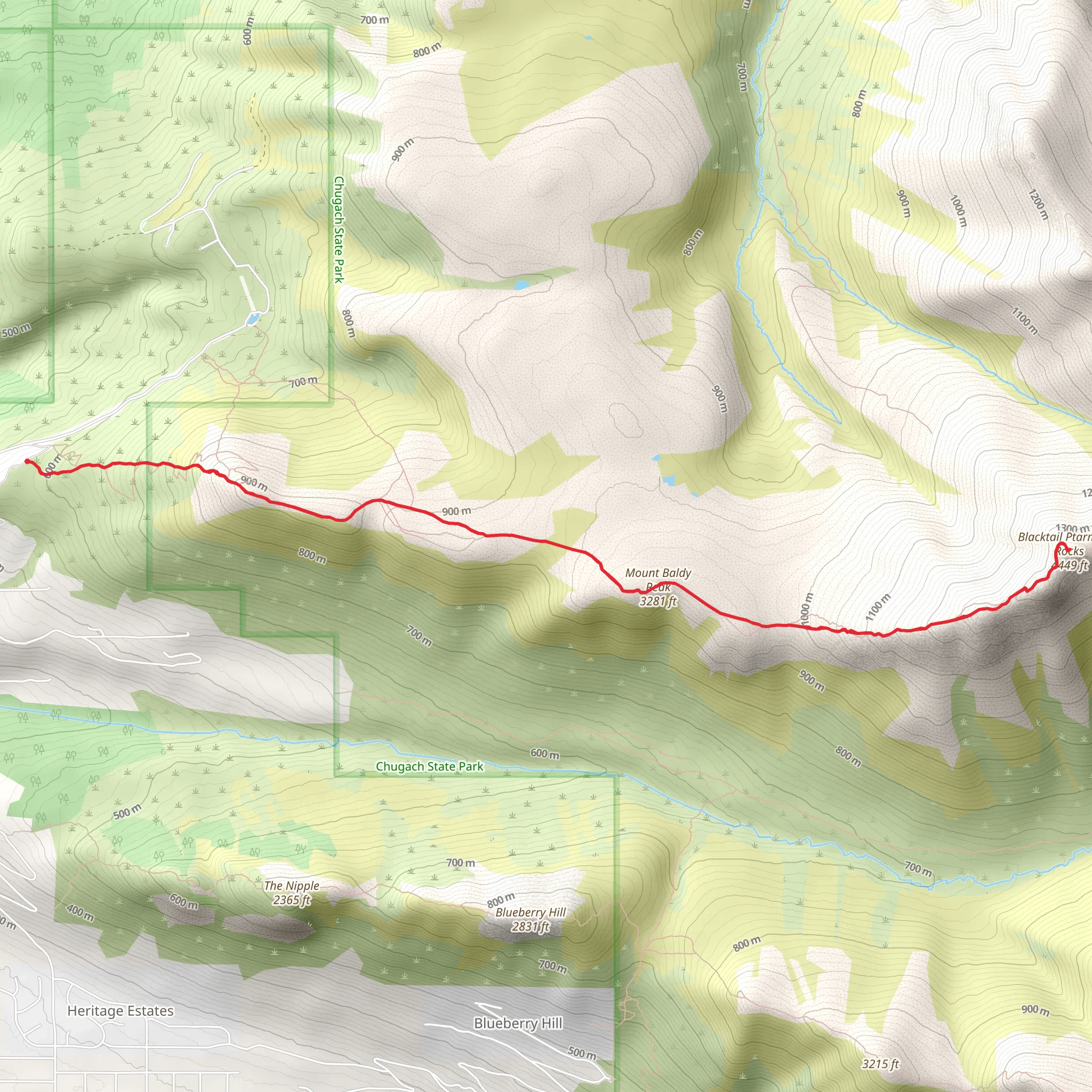 Mount Baldy Peak and Blacktail Ptarmigan Rocks Trail mobile static map
