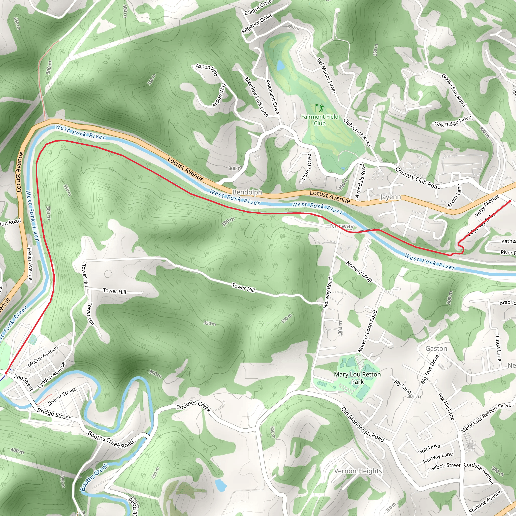 West Fork Rail Trail mobile static map