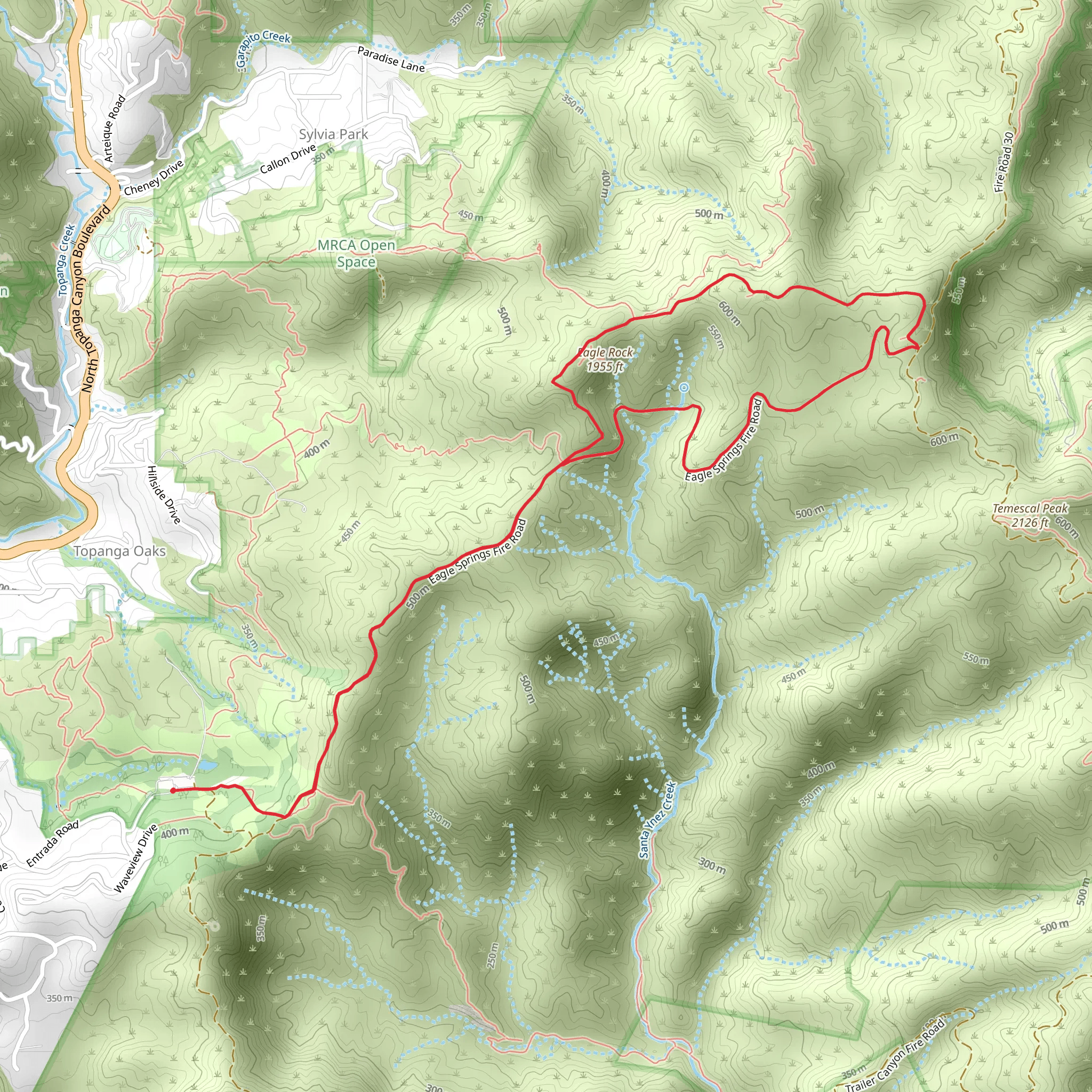 Eagle Springs Fire Road Loop Trail mobile static map