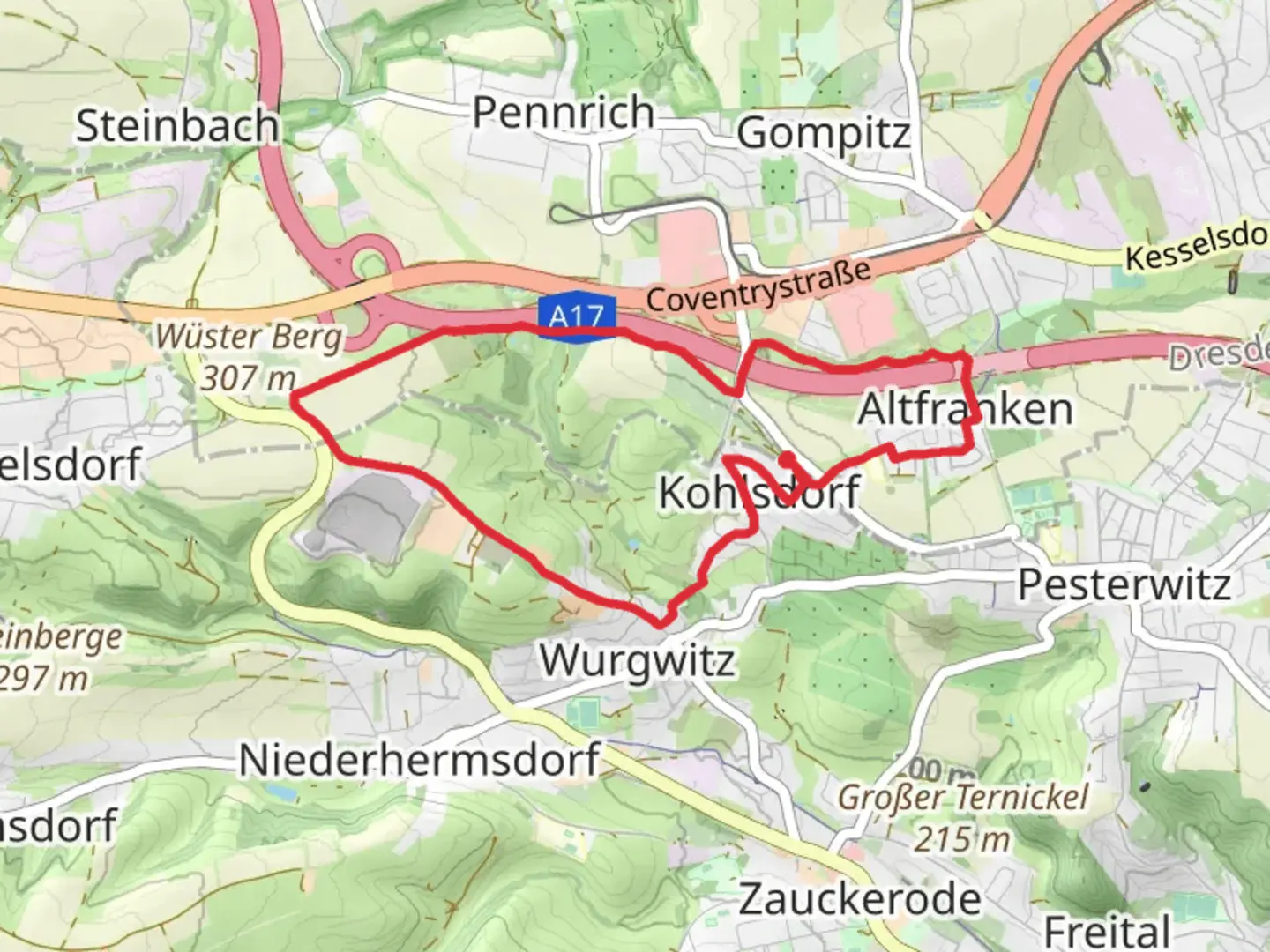 An image depicting the trail Zöllmener Straße Loop and its surrounding area.