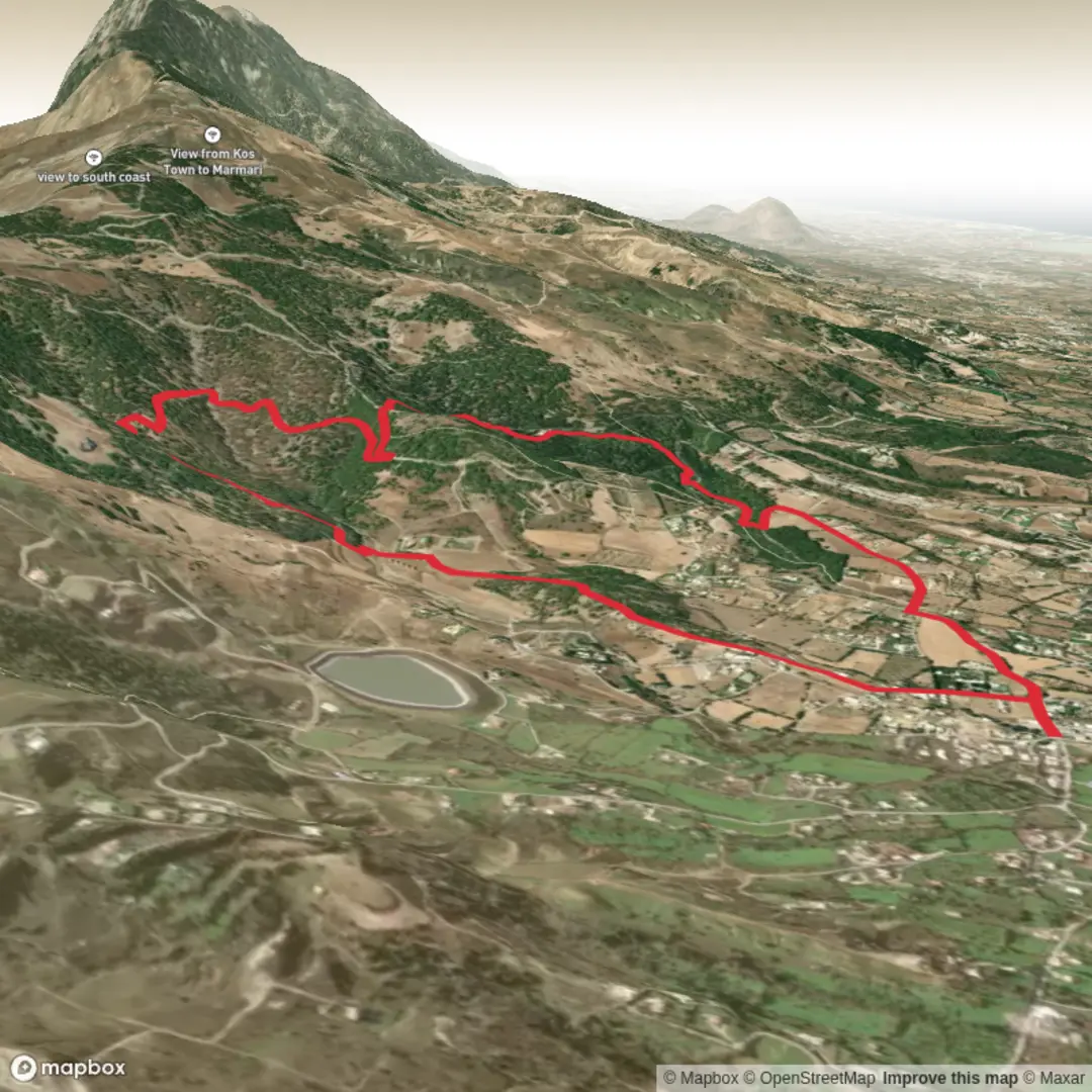 An image depicting the trail Agios Nektarios - Tsoukalaria Forest Loop and its surrounding area.