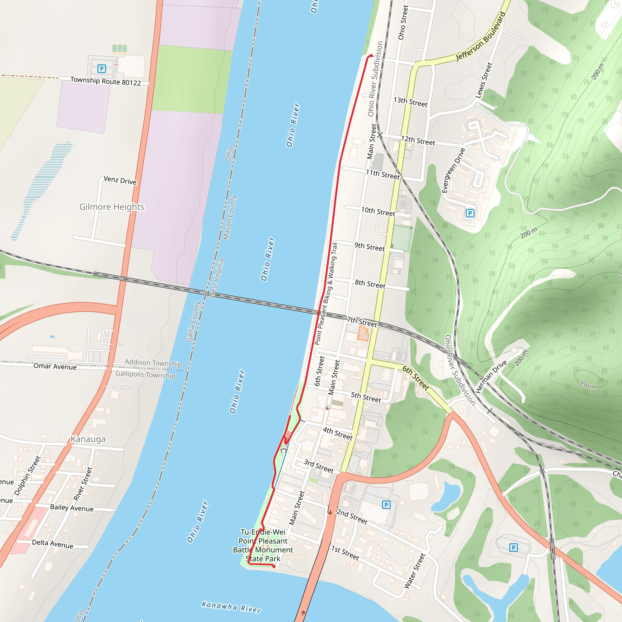 Point Pleasant Riverfront Park and Point Pleasant Walking Trail mobile static map