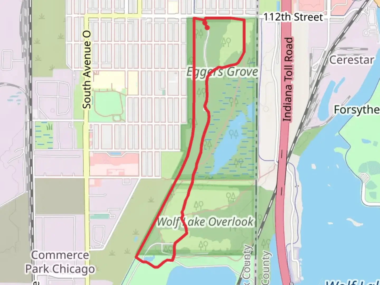 An image depicting the trail Eggers Grove Loop and its surrounding area.
