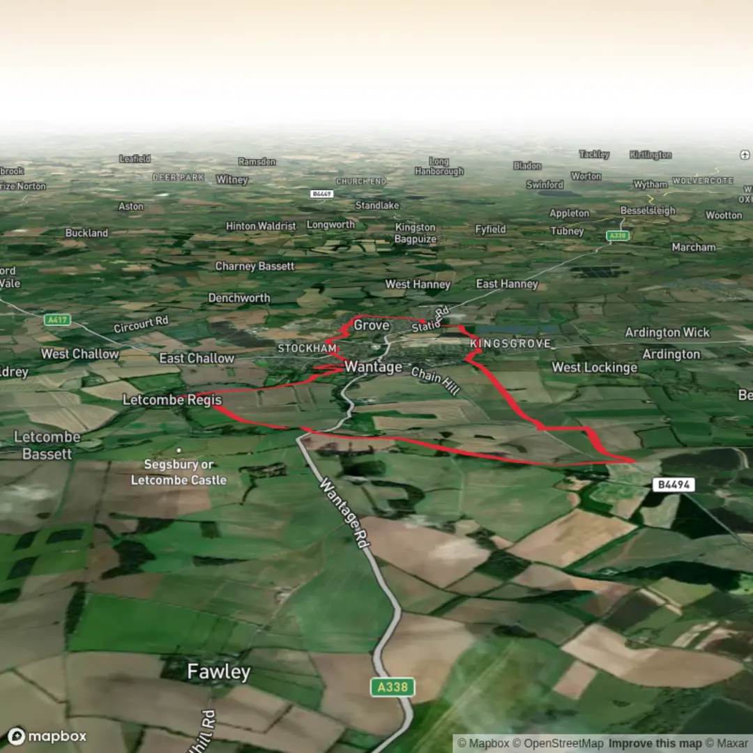 An image depicting the trail Wantage to Letcombe Footpath and its surrounding area.