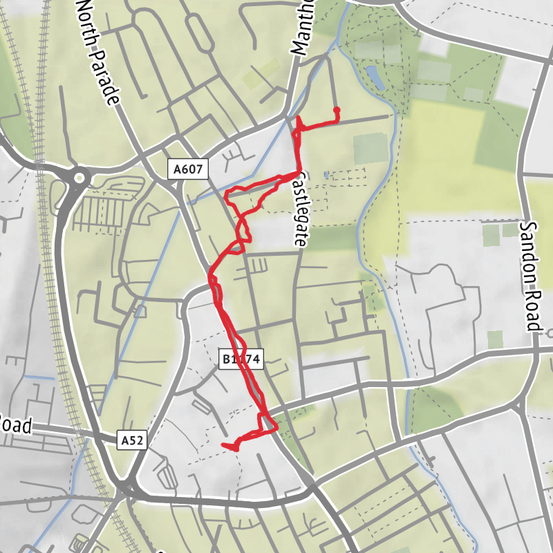 A map preview of the recording South Kesteven Walking.
