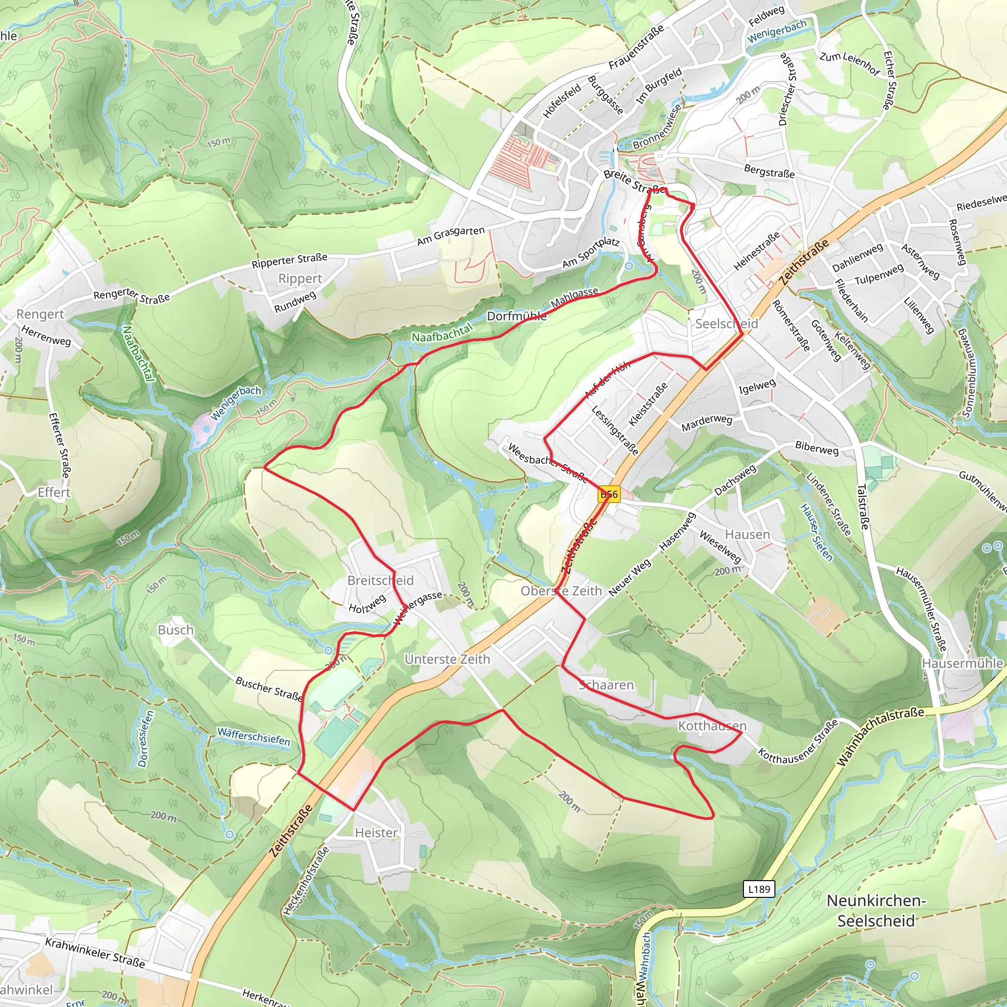 Kraeuterweg and Seelscheid Loop mobile static map