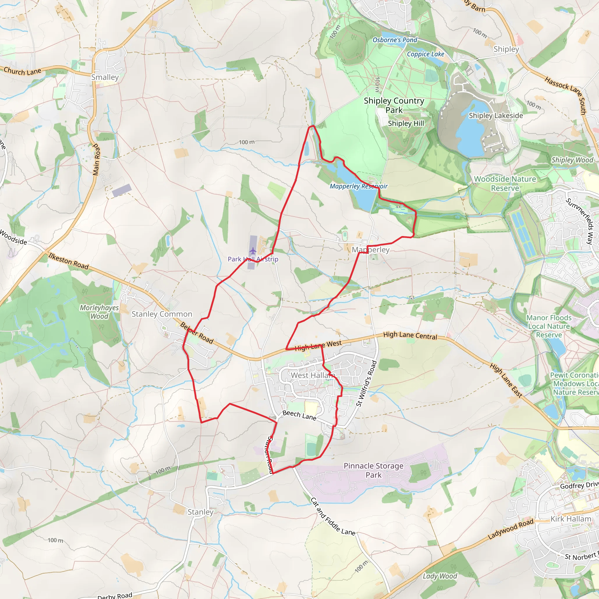 West Hallam and Mapperley Loop mobile static map