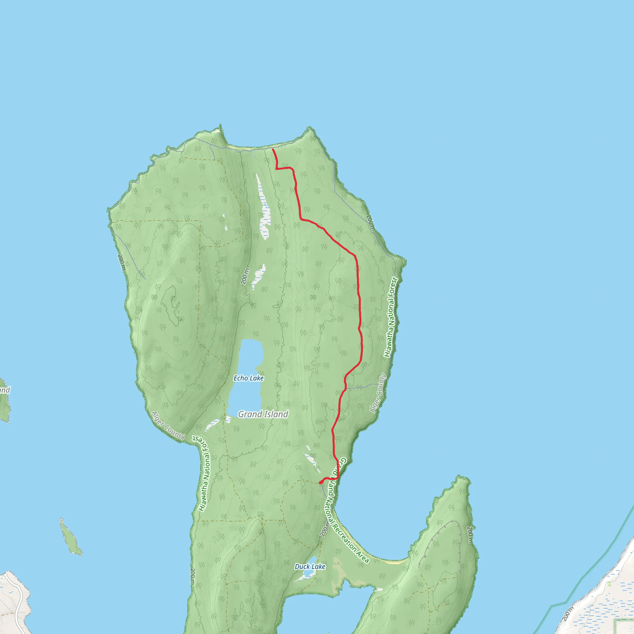 Grand Island Hiking Trail via Grand Island Rim Trail mobile static map