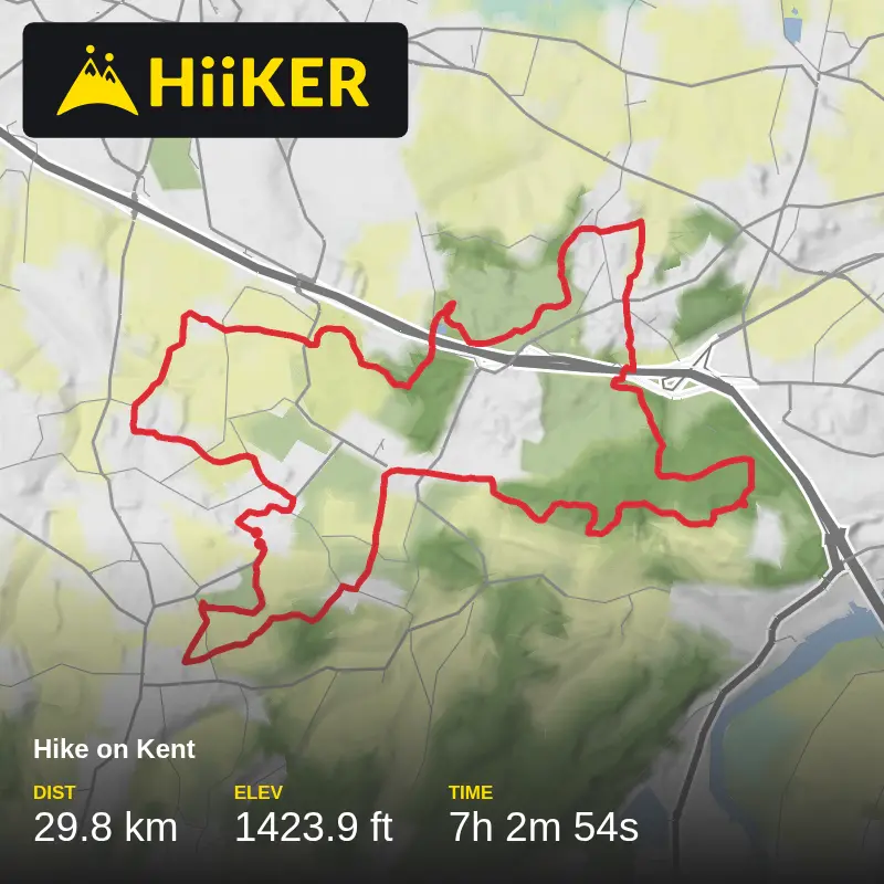 A map preview of the recording Hike on Kent.