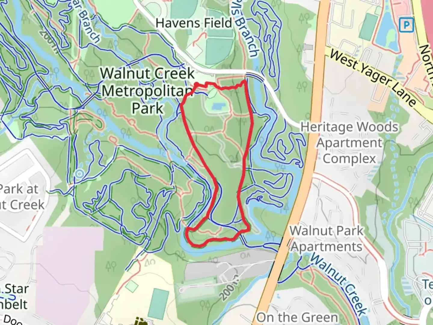 An image depicting the trail Pool Lot and Service Road Loop Trail and its surrounding area.