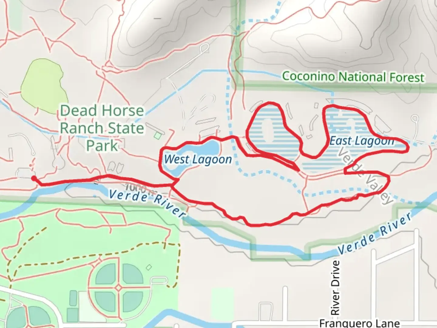 An image depicting the trail East and West Lagoon Loop and its surrounding area.