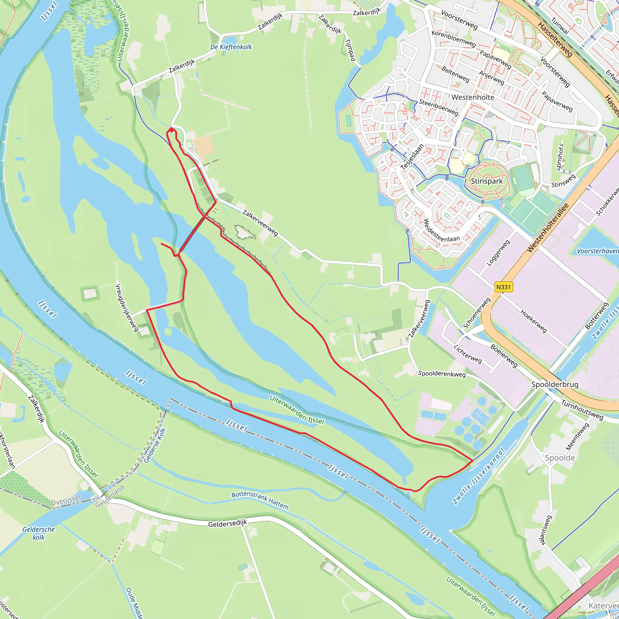 Ijssel and Vreugderijkerwaard via Rondje Zwolle mobile static map
