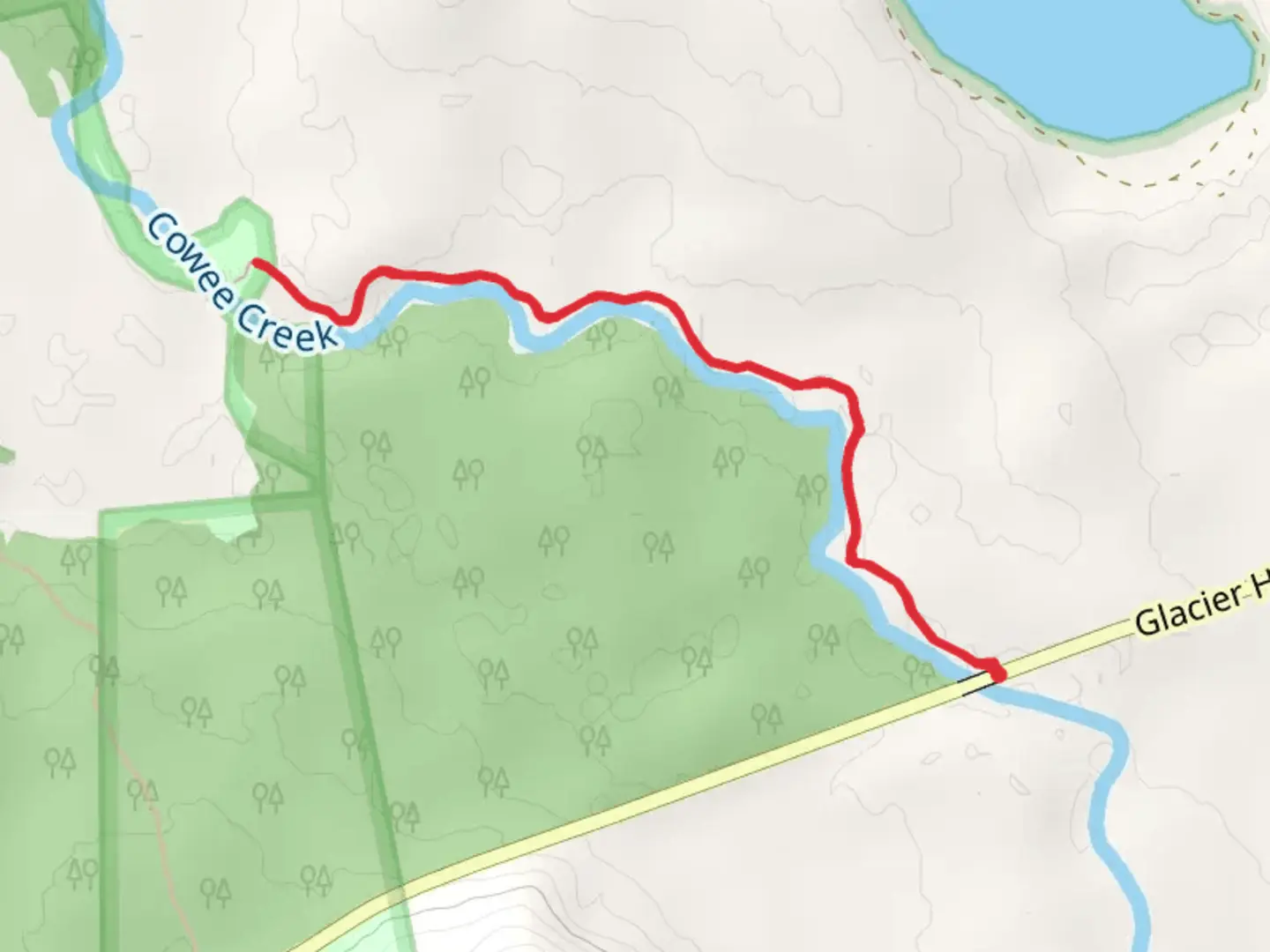 An image depicting the trail Cowee Creek Trail and its surrounding area.