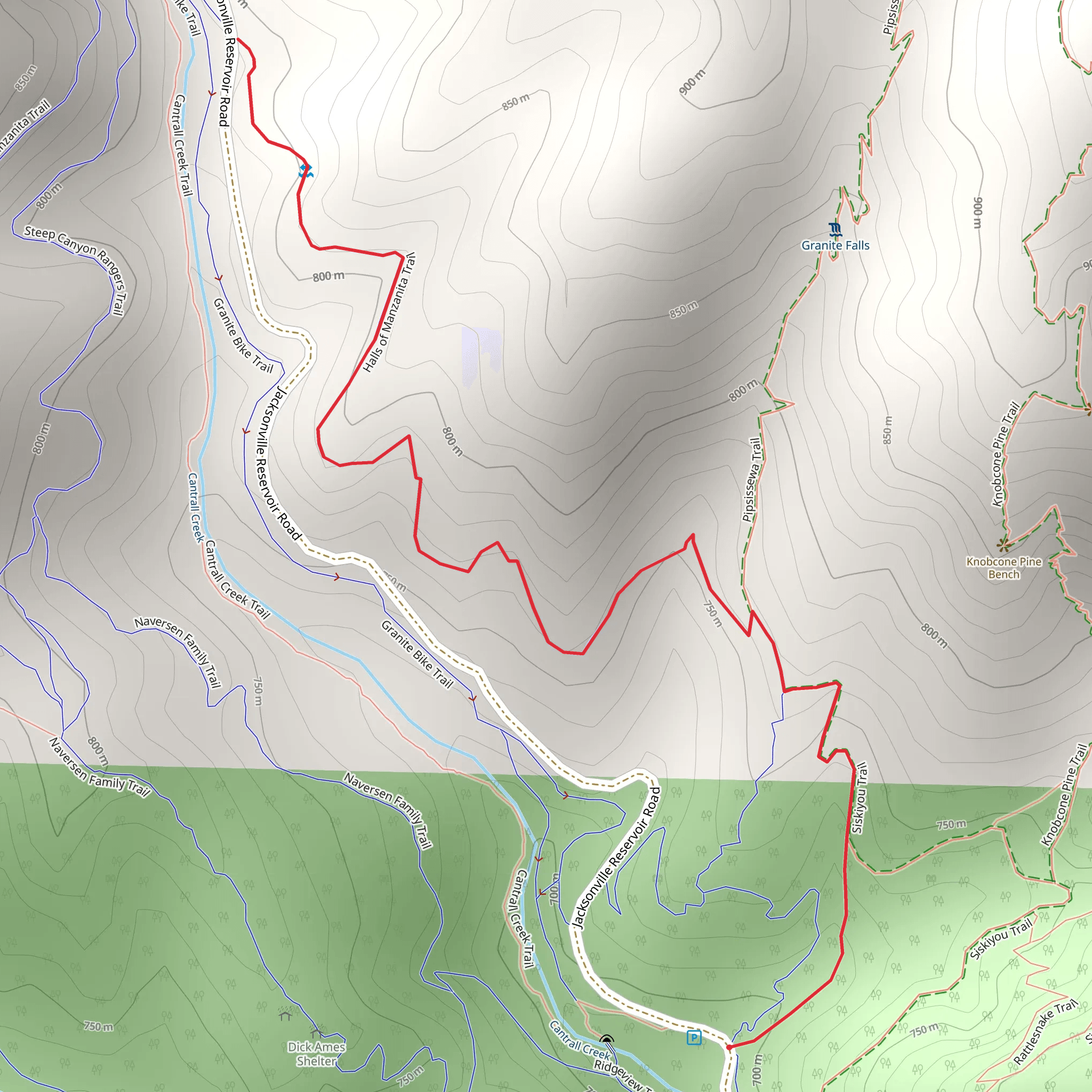 Siskiyou and Halls of Manzanita Trail mobile static map