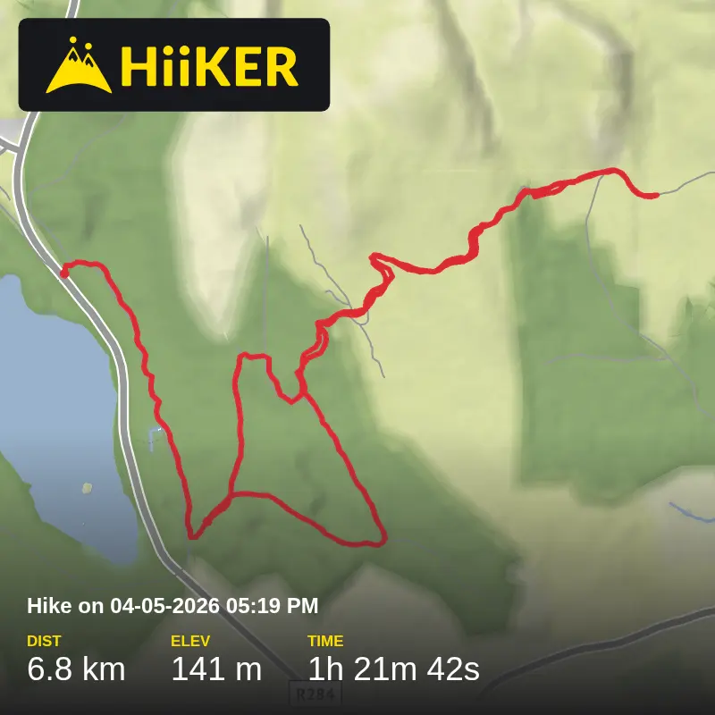 A map preview of the recording Hike on 04-05-2026 05:19 PM.
