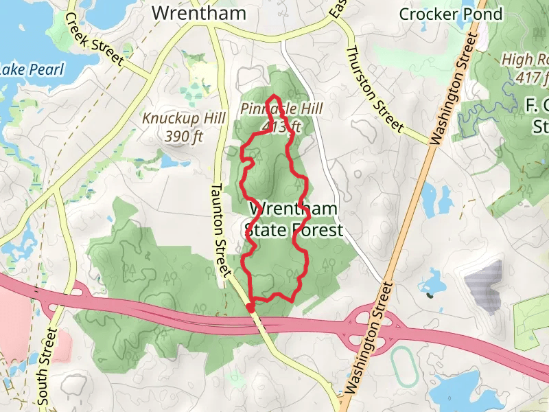 The Pinnacle and Wrentham State Forest Loop via Warner Trail