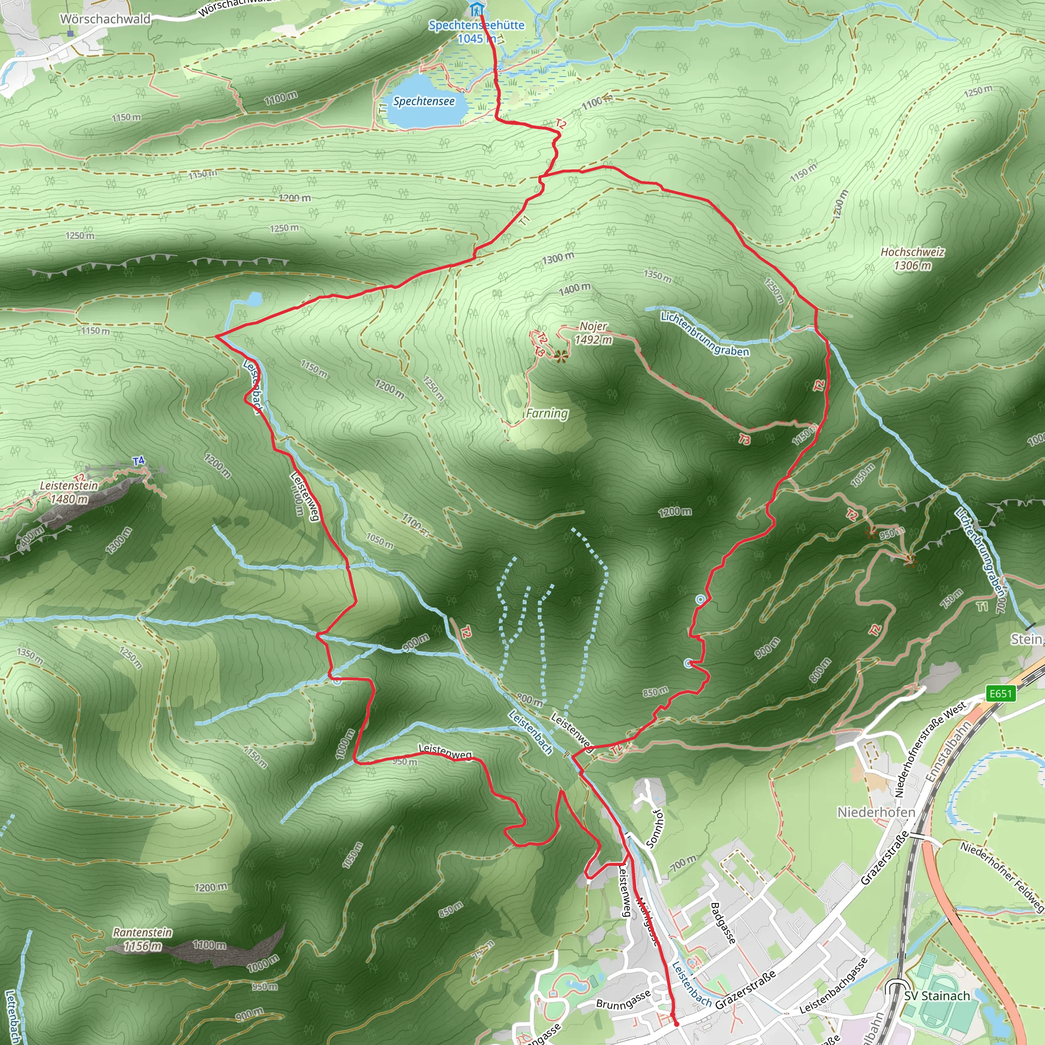 Spechtenlake via Leistenalm mobile static map