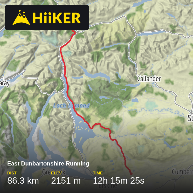 A map preview of the recording East Dunbartonshire Running.