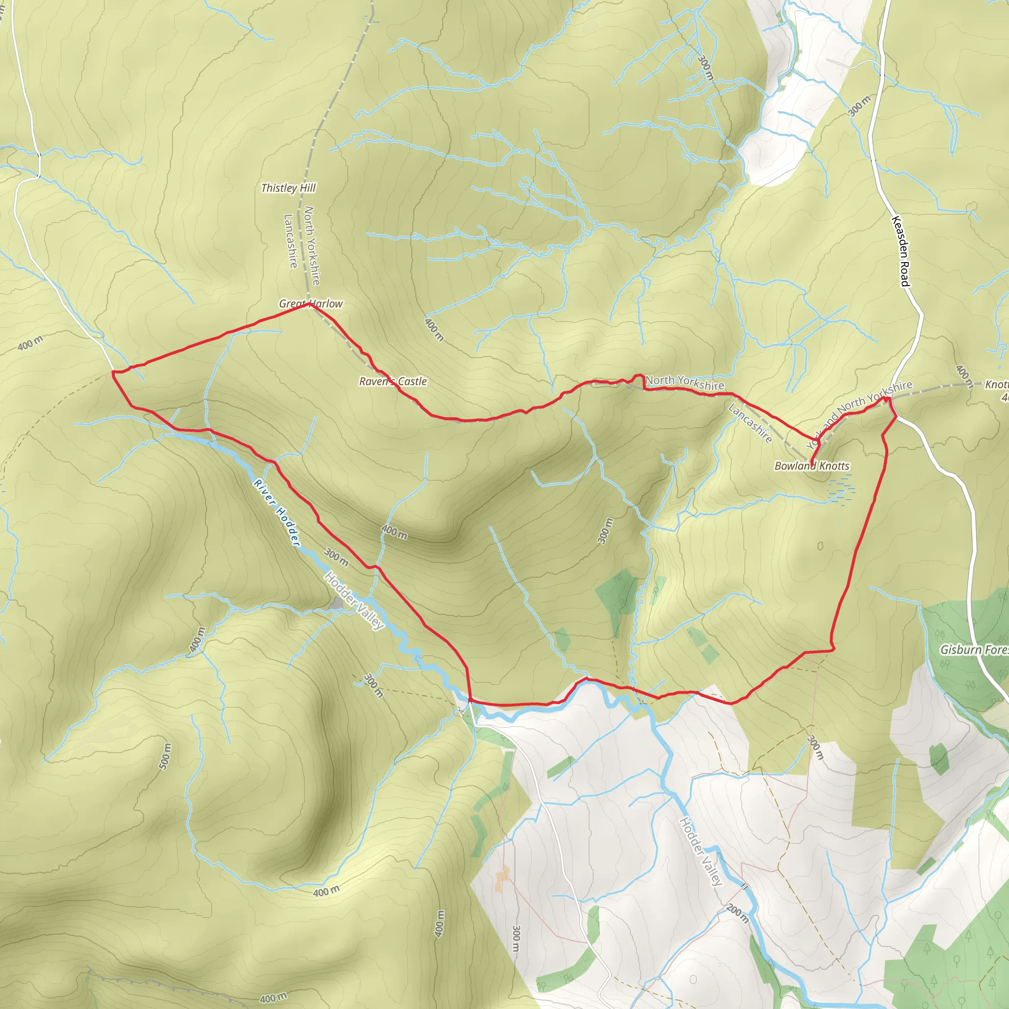 Bowlands Knotts and Great Harlow Loop mobile static map