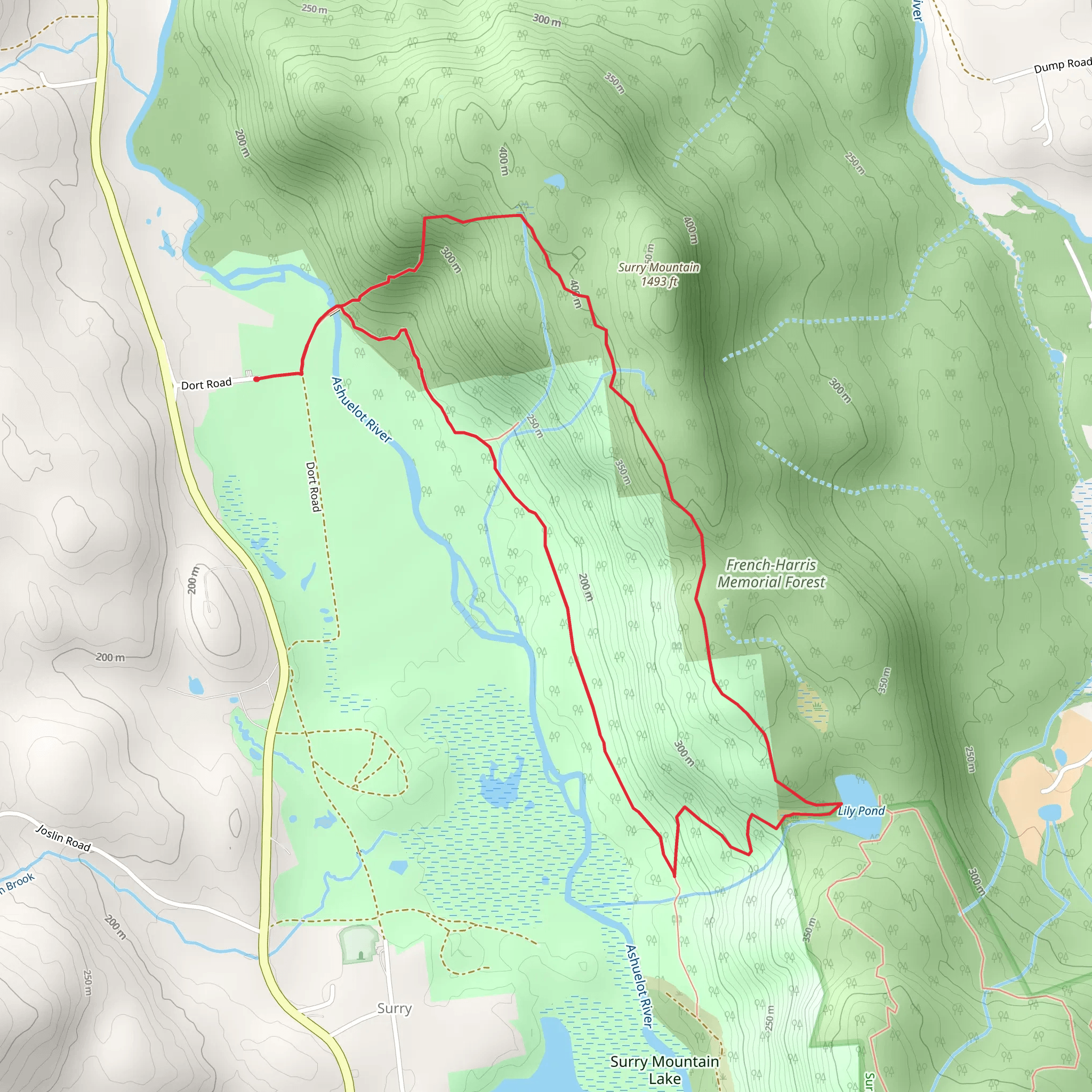 Ashuelot River and Lily Pond Loop mobile static map