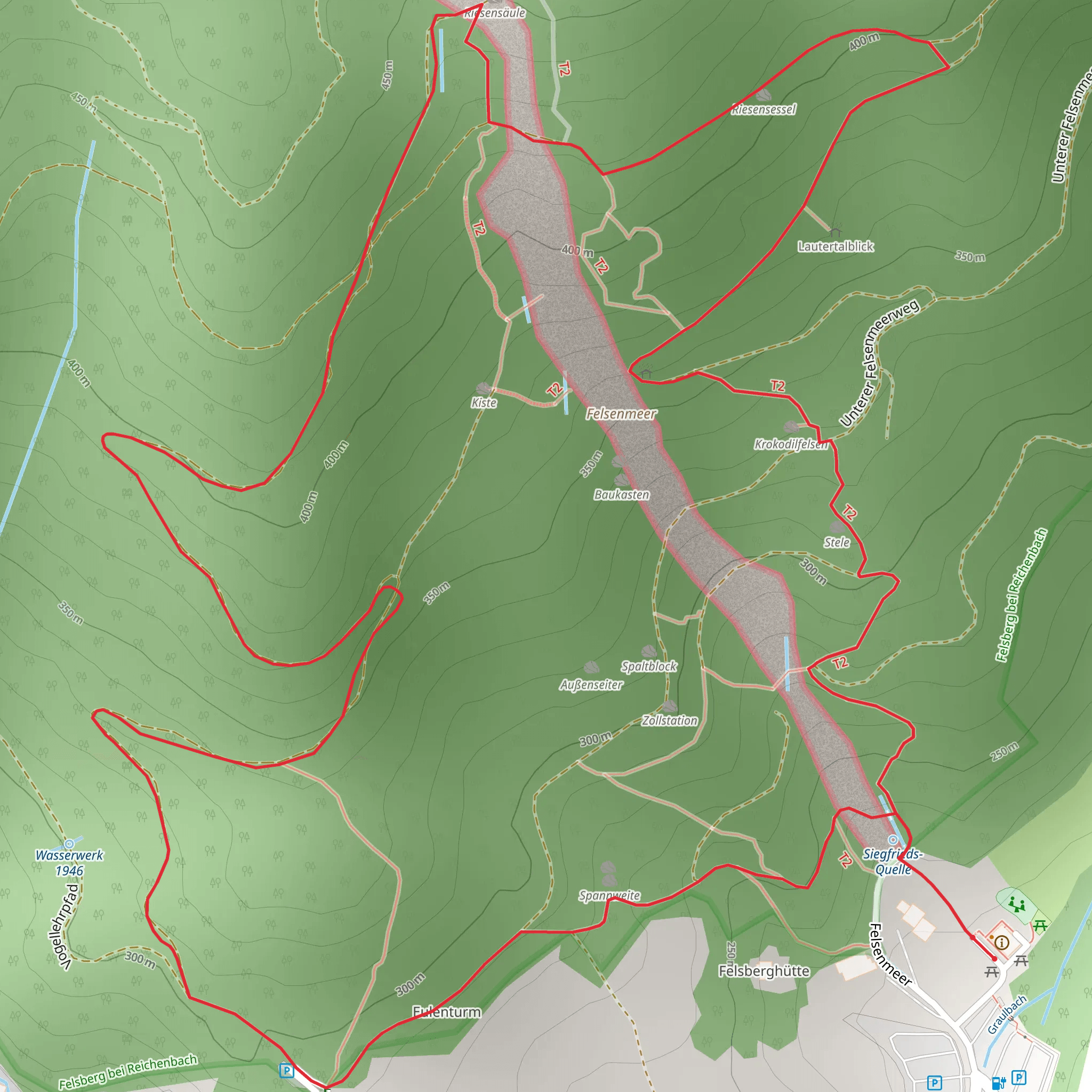 Stele, Giant's Armchair and Felsberg bei Reichenbach Loop mobile static map