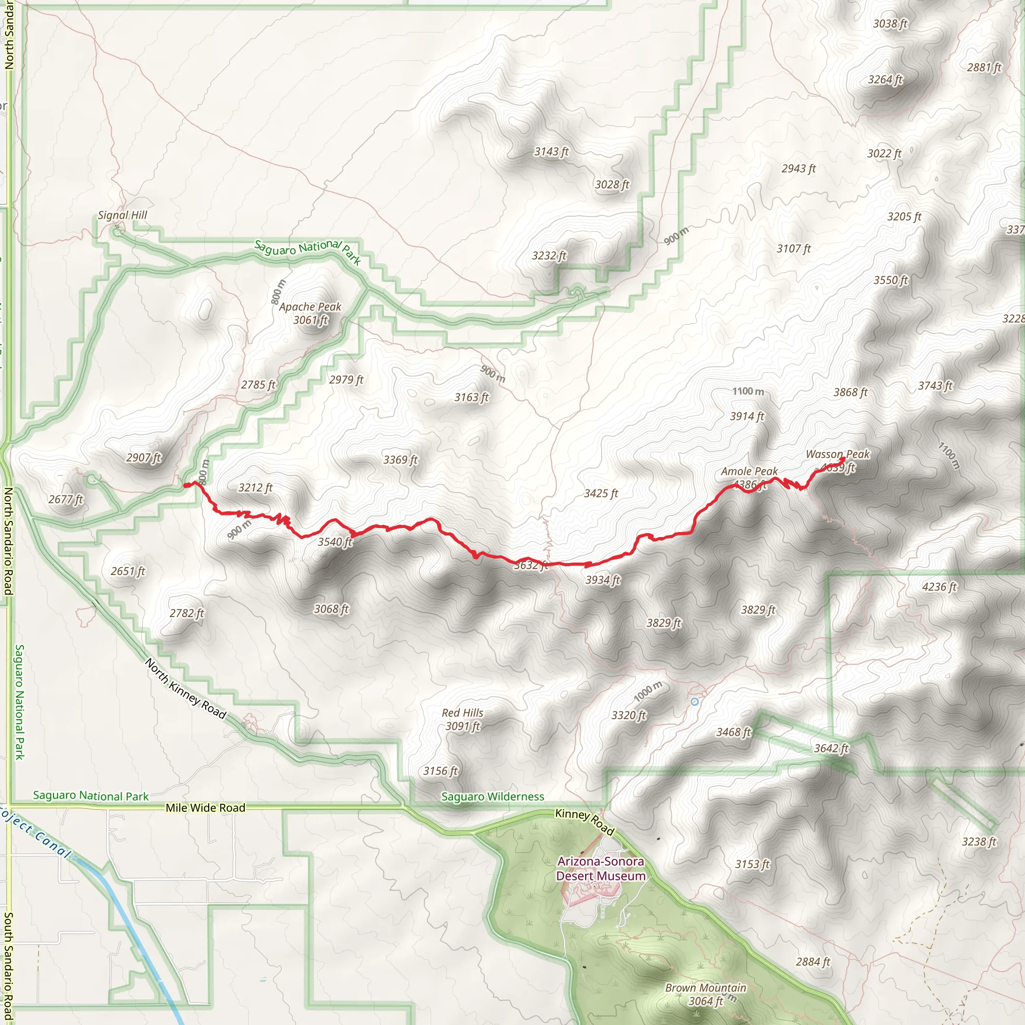 Amole Peak and Wasson Peak mobile static map