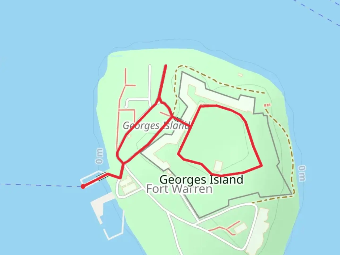 An image depicting the trail Fort Warren Loop and its surrounding area.