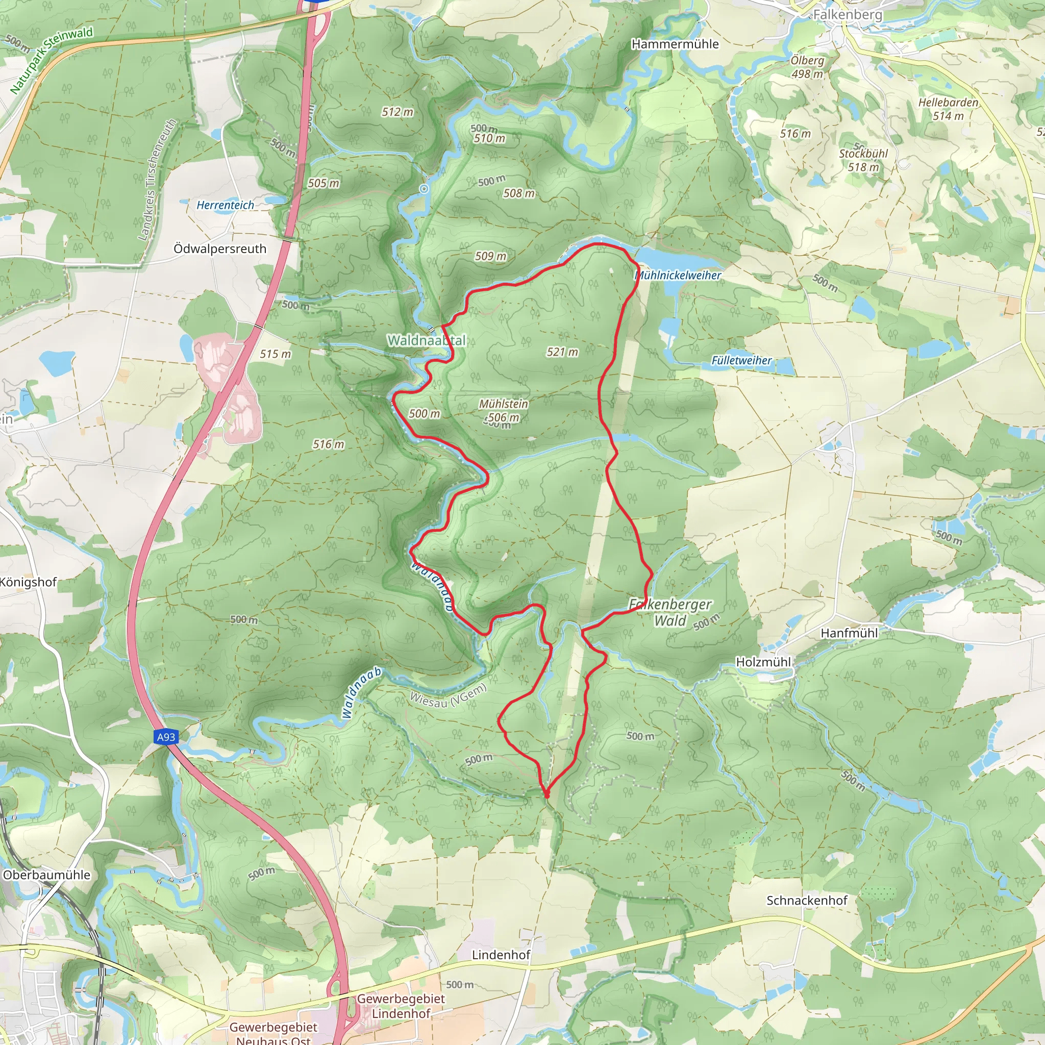 Falkenberger Wald Loop via Muhlnickel Weiher and Tischstein mobile static map