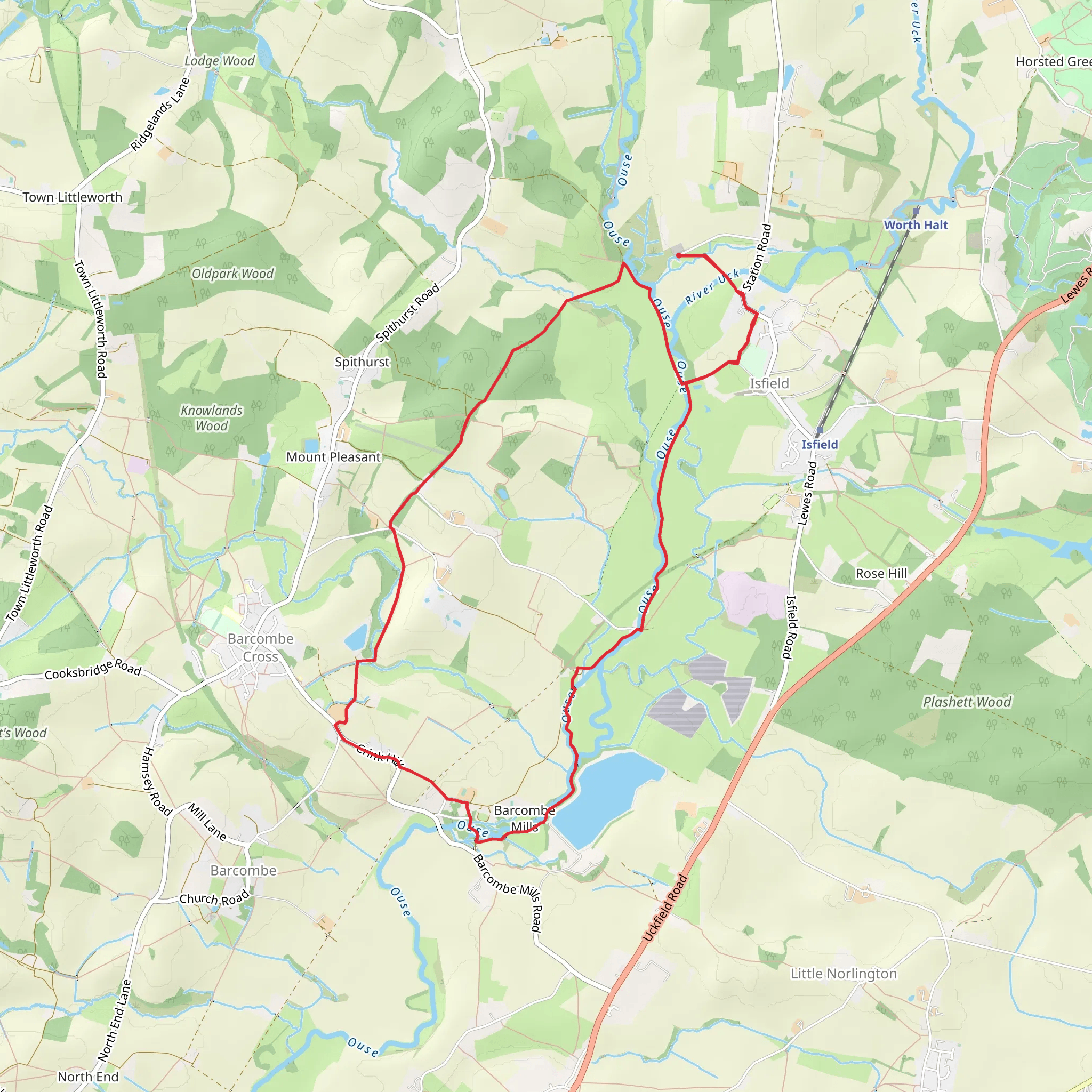 Barcombe Mills Northern Loop via St Margaret's Church mobile static map